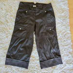 CACHE Vintage Y2k Capri Green Cargo Pants Utility Size 0 Vintage Grunge